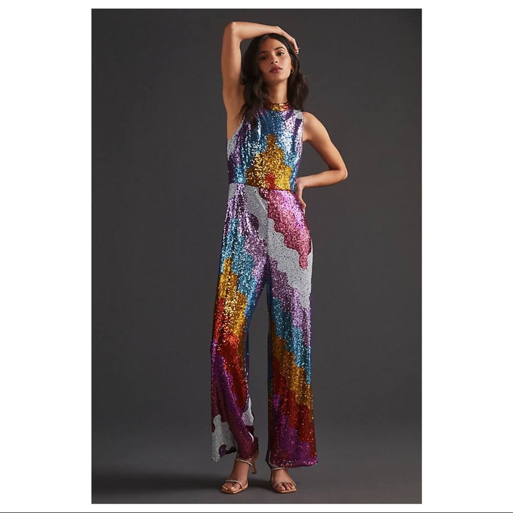 Abstract Sequined Jumpsuit
